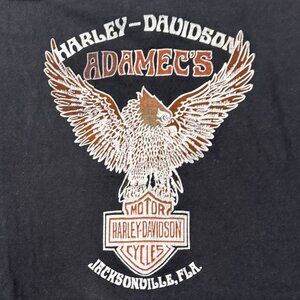 Vintage Harley Davidson Single Stitch TShirt Adamecs Hanes Mens L Black Dealers